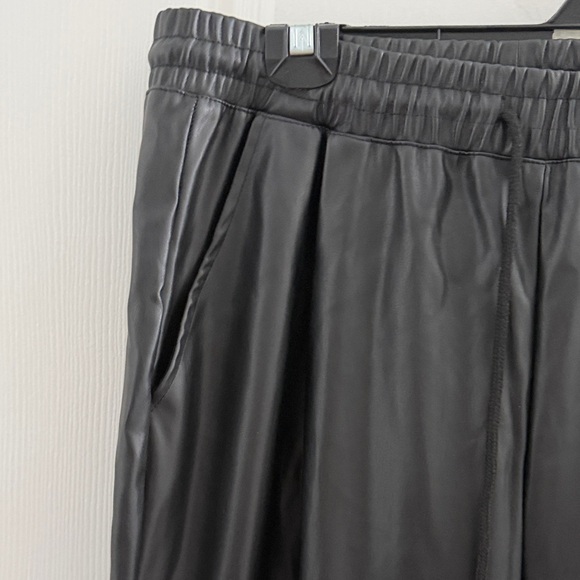 Black leather faux Jogger Pants - Picture 2 of 6